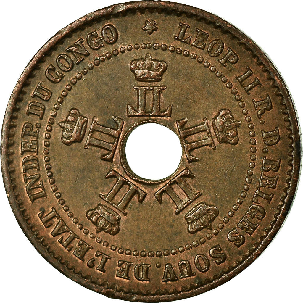 Moneta, Stato Libero del Congo, Leopold II, Centime, 1888, MB+, Rame, KM:1