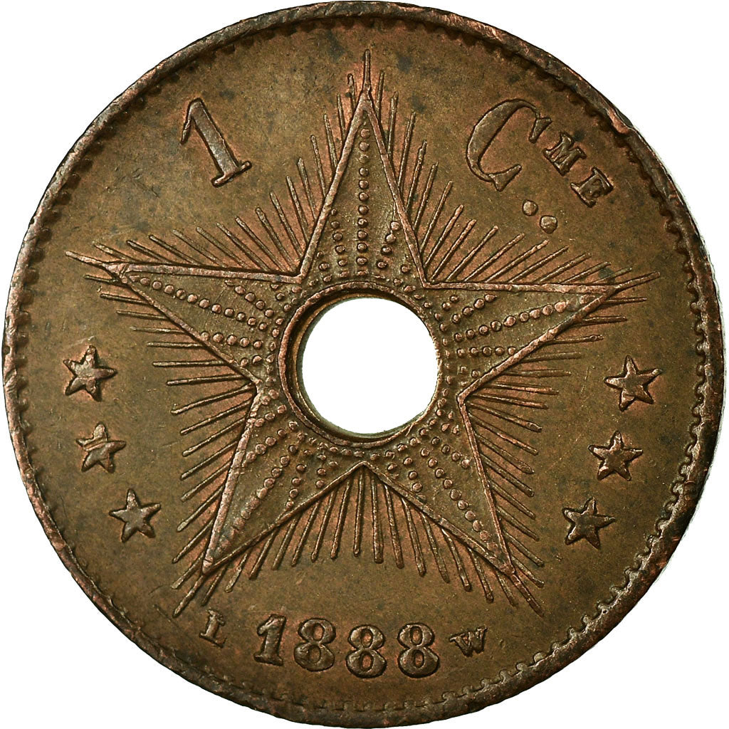 Moneta, Stato Libero del Congo, Leopold II, Centime, 1888, MB+, Rame, KM:1