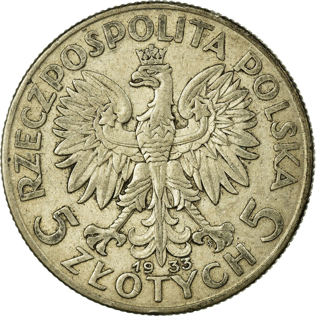 Moneta, Polonia, 5 Zlotych, 1933, Warsaw, MB+, Argento, KM:21