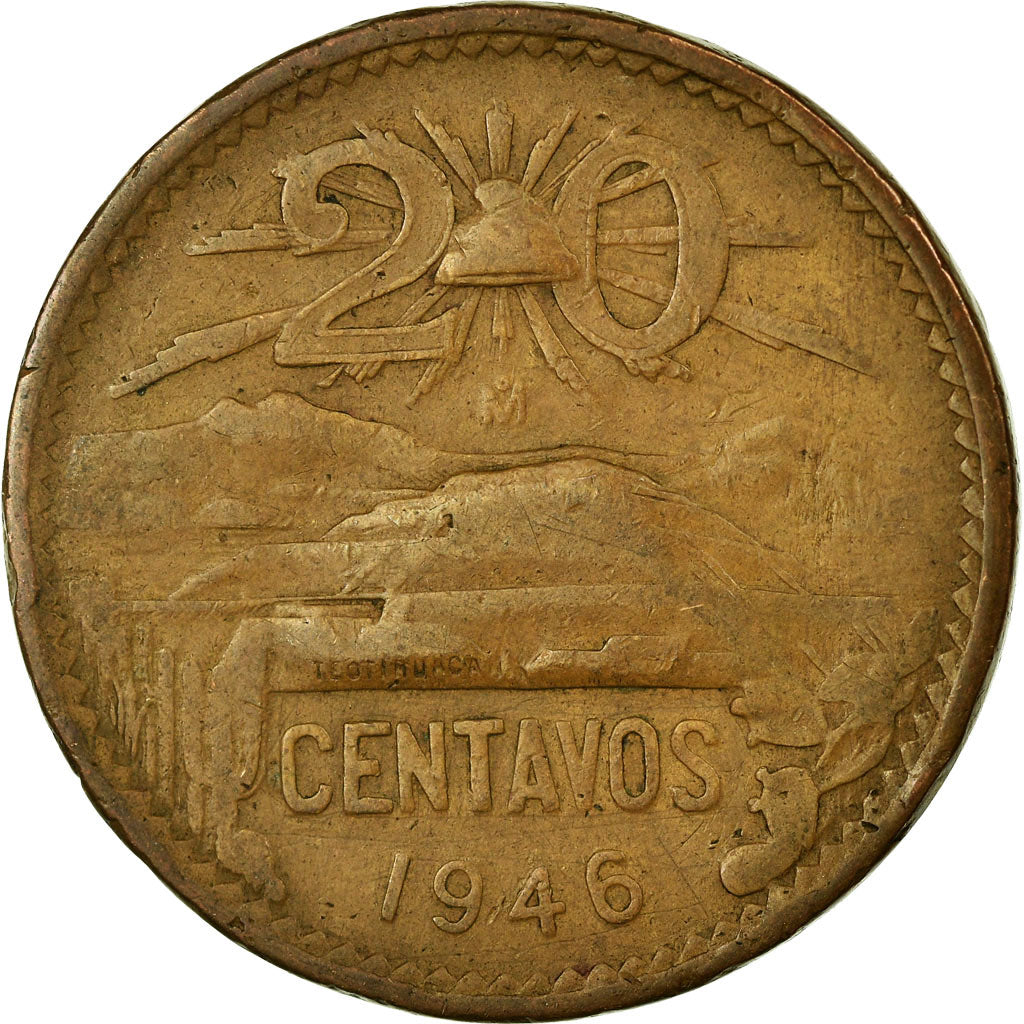 Monnaie, Mexique, 20 Centavos, 1946, Mexico City, TB, Bronze, KM:439