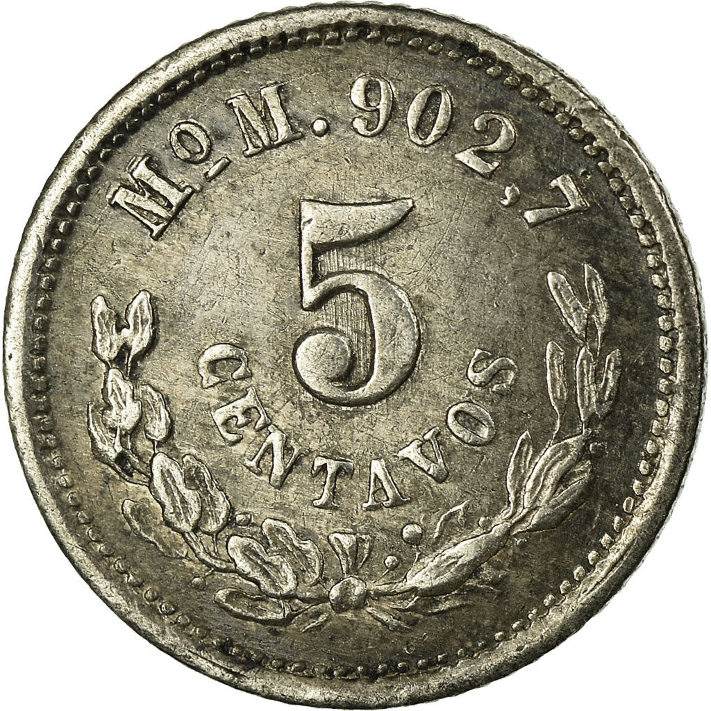Moneda, México, 5 Centavos, 1890, Mexico City, BC+, Plata, KM:398.7