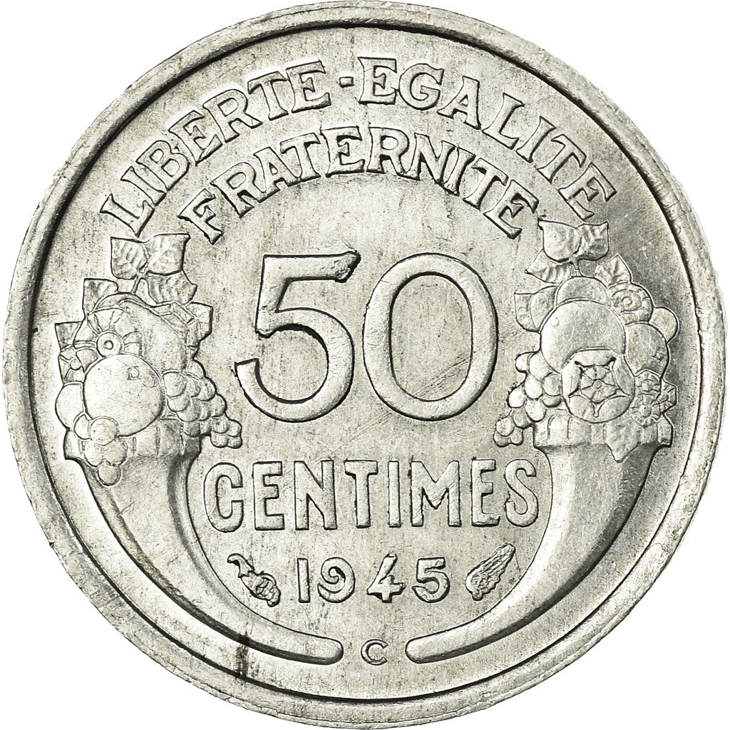 Coin, France, Morlon, 50 Centimes, 1945, Castelsarrasin, EF(40-45), Aluminum
