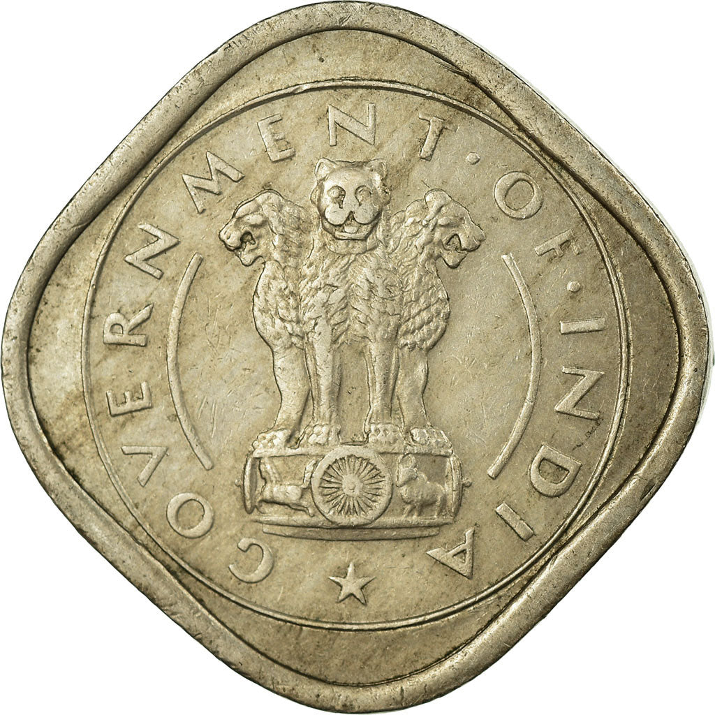 Monnaie, INDIA-REPUBLIC, 2 Annas, 1954, Mumbai, Bombay, TB+, Copper-nickel