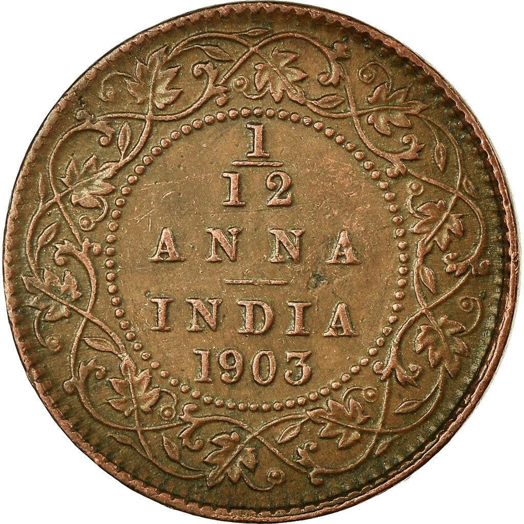 Coin, INDIA-BRITISH, Edward VII, 1/12 Anna, 1 Pie, 1903, EF(40-45), Copper