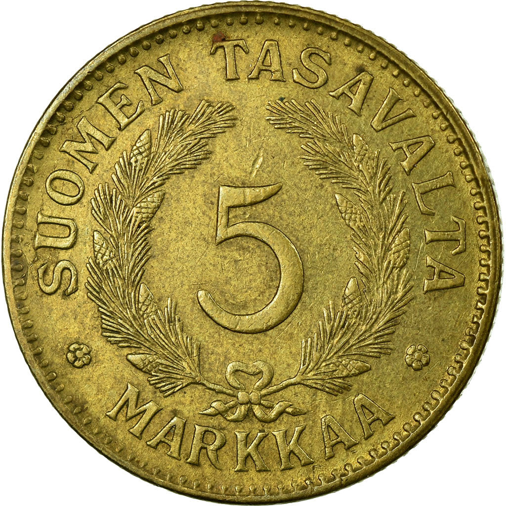 Coin, Finland, 5 Markkaa, 1946, VF(30-35), Brass, KM:31a