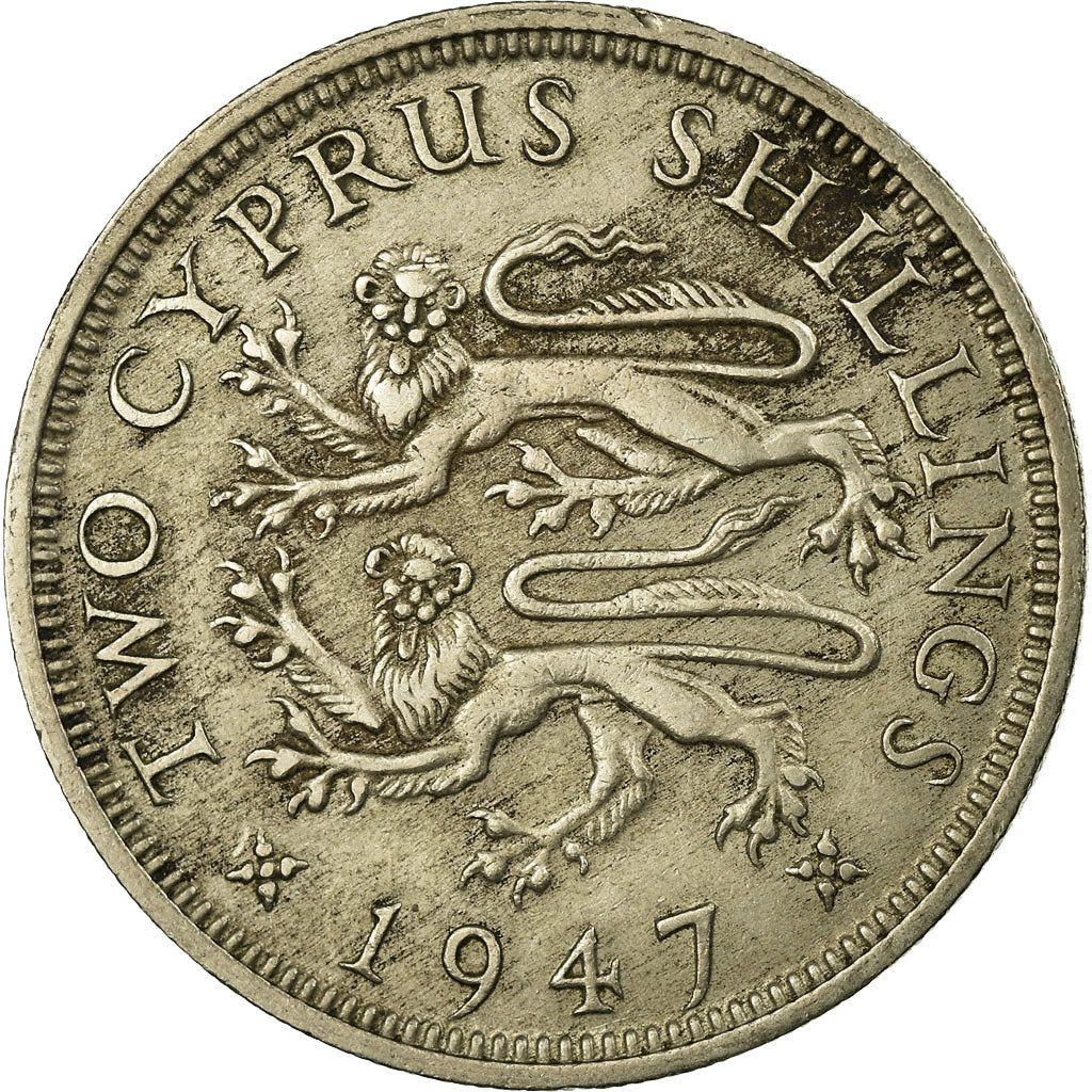 Coin, Cyprus, 2 Shilling, 1947, VF(30-35), Copper-nickel, KM:28
