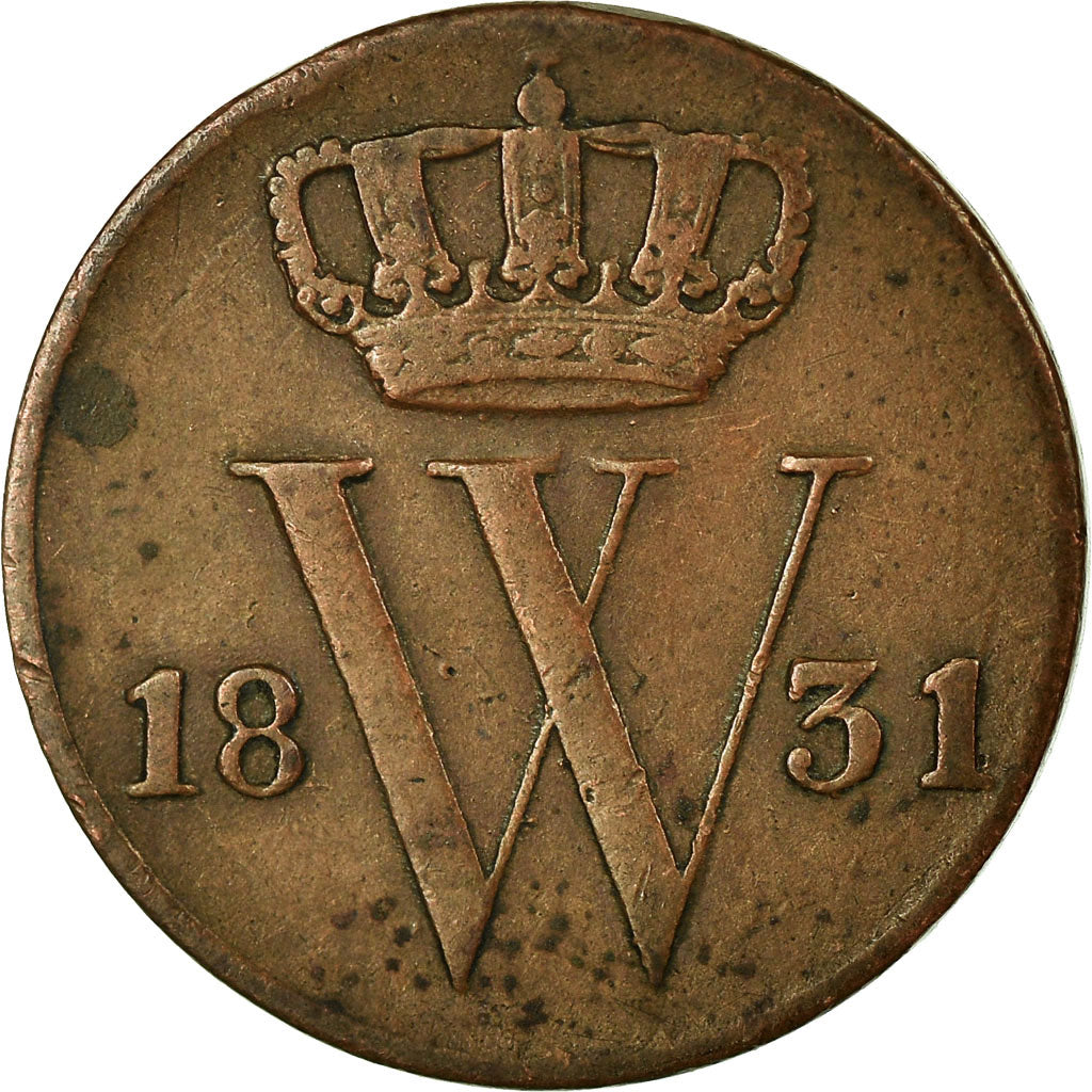 Coin, Netherlands, William I, 1/2 Cent, 1831, Utrecht, VF(30-35), Copper, KM:51