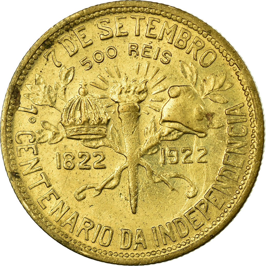Coin, Brazil, 500 Reis, 1922, VF(30-35), Aluminum-Bronze, KM:521.1