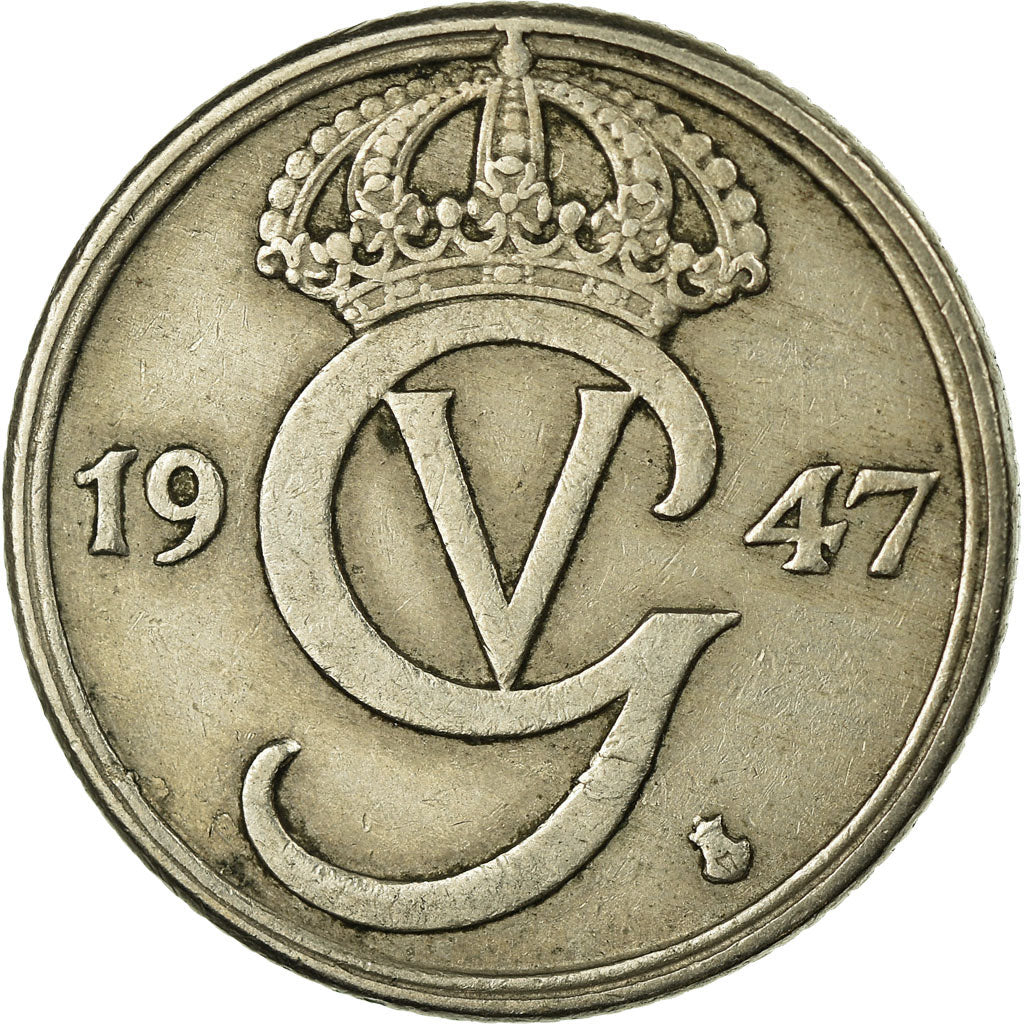 Münze, Schweden, Gustaf V, 50 Öre, 1947, S+, Nickel-Bronze, KM:796