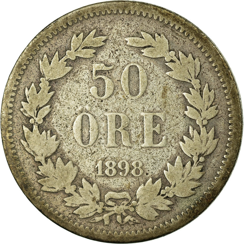 Coin, Sweden, Oscar II, 50 Öre, 1898, VF(20-25), Silver, KM:740