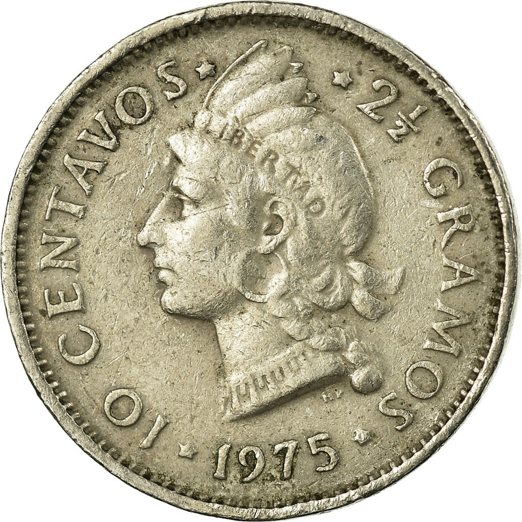 Coin, Dominican Republic, 10 Centavos, 1975, VF(30-35), Copper-nickel, KM:19a