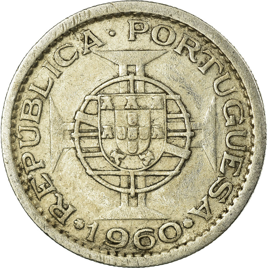 Coin, Mozambique, 5 Escudos, 1960, VF(30-35), Silver, KM:84