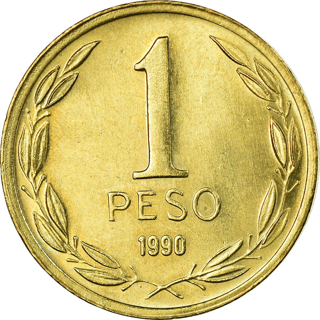 Coin, Chile, Peso, 1990, Santiago, EF(40-45), Aluminum-Bronze, KM:216.2