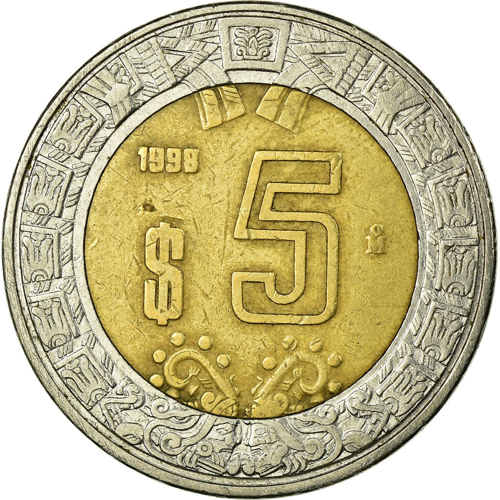 Coin, Mexico, 5 Pesos, 1998, Mexico City, VF(30-35), Bi-Metallic, KM:605