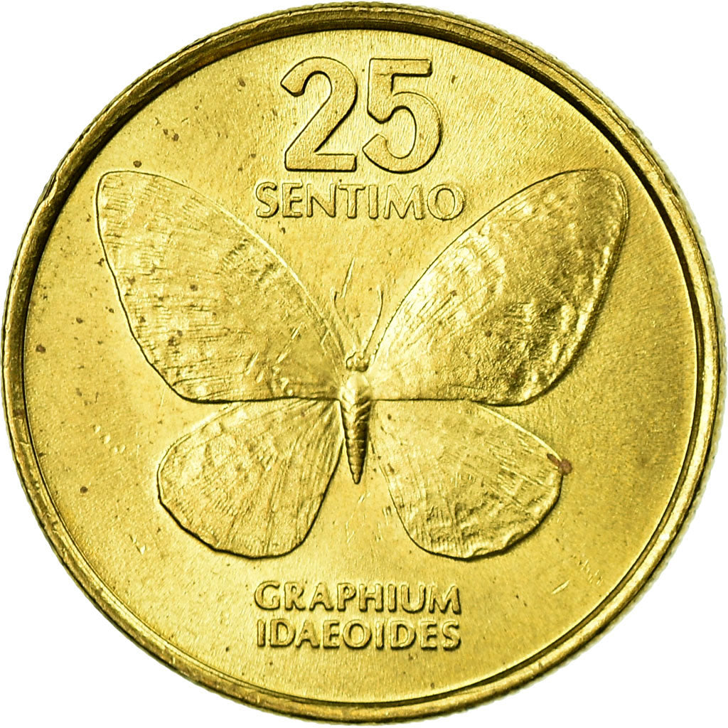 Coin, Philippines, 25 Sentimos, 1990, EF(40-45), Brass, KM:241.1