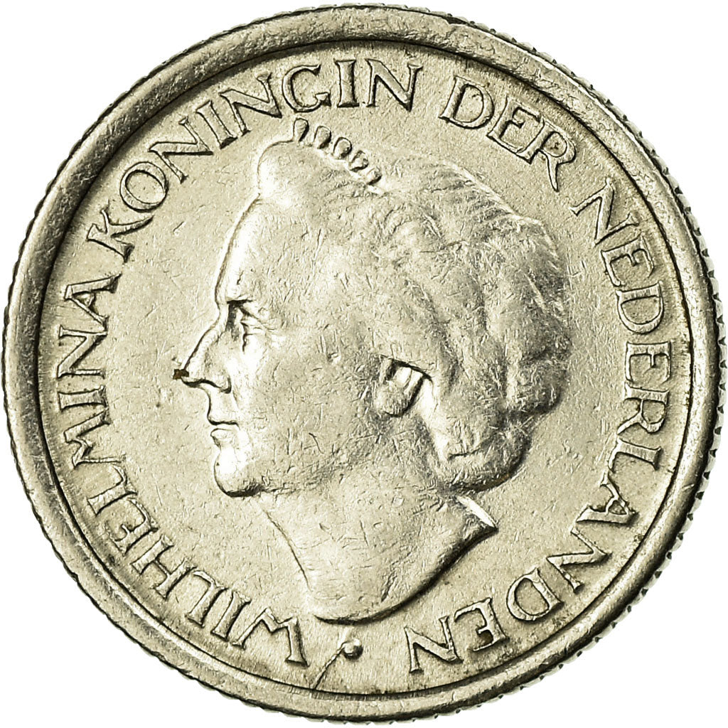 Coin, Netherlands, Wilhelmina I, 25 Cents, 1948, VF(30-35), Nickel, KM:178