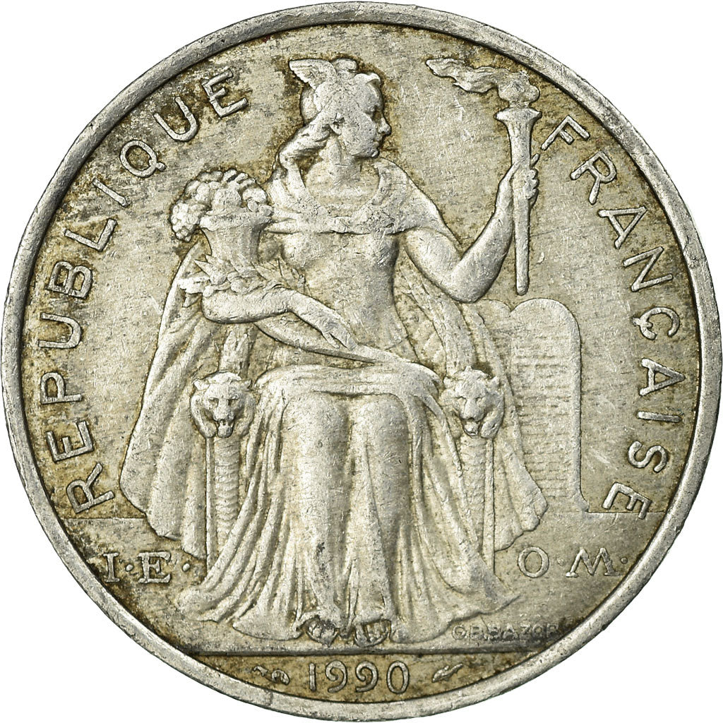 Coin, French Polynesia, 5 Francs, 1990, Paris, VF(30-35), Aluminum, KM:12