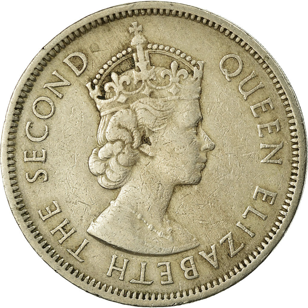 Coin, Hong Kong, Elizabeth II, Dollar, 1960, VF(30-35), Copper-nickel, KM:31.1