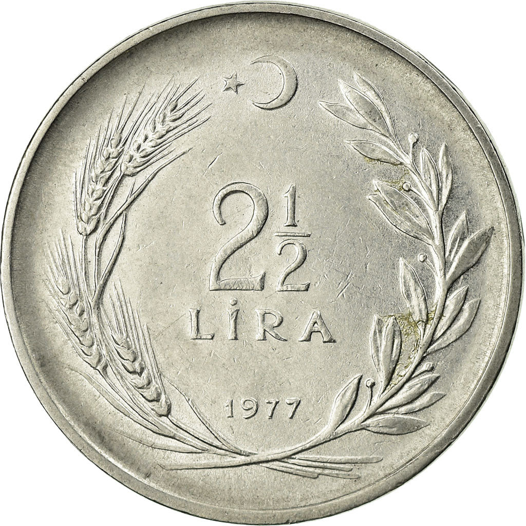 Monnaie, Turquie, 2-1/2 Lira, 1977, TB+, Stainless Steel, KM:893.2
