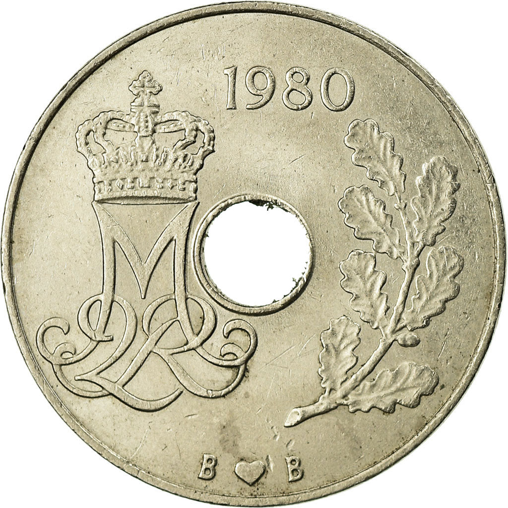 Coin, Denmark, Margrethe II, 25 Öre, 1980, Copenhagen, EF(40-45)