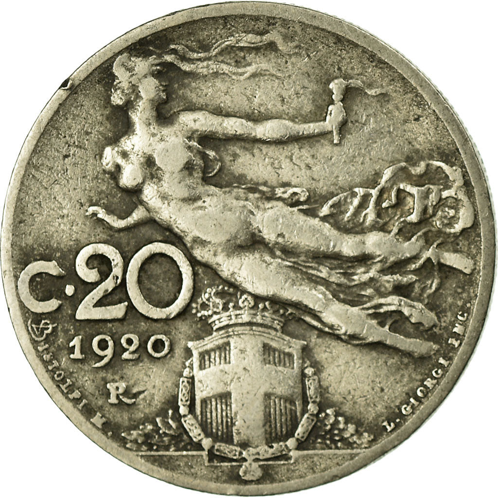 Coin, Italy, Vittorio Emanuele III, 20 Centesimi, 1920, Rome, VF(20-25), Nickel