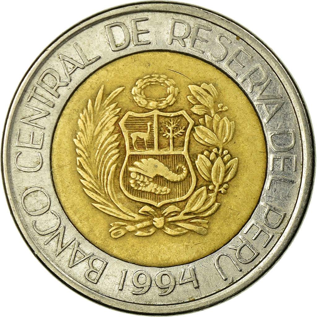 Coin, Peru, 5 Nuevos Soles, 1994, Lima, VF(30-35), Bi-Metallic, KM:316