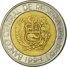 Coin, Peru, 5 Nuevos Soles, 1994, Lima, VF(30-35), Bi-Metallic, KM:316