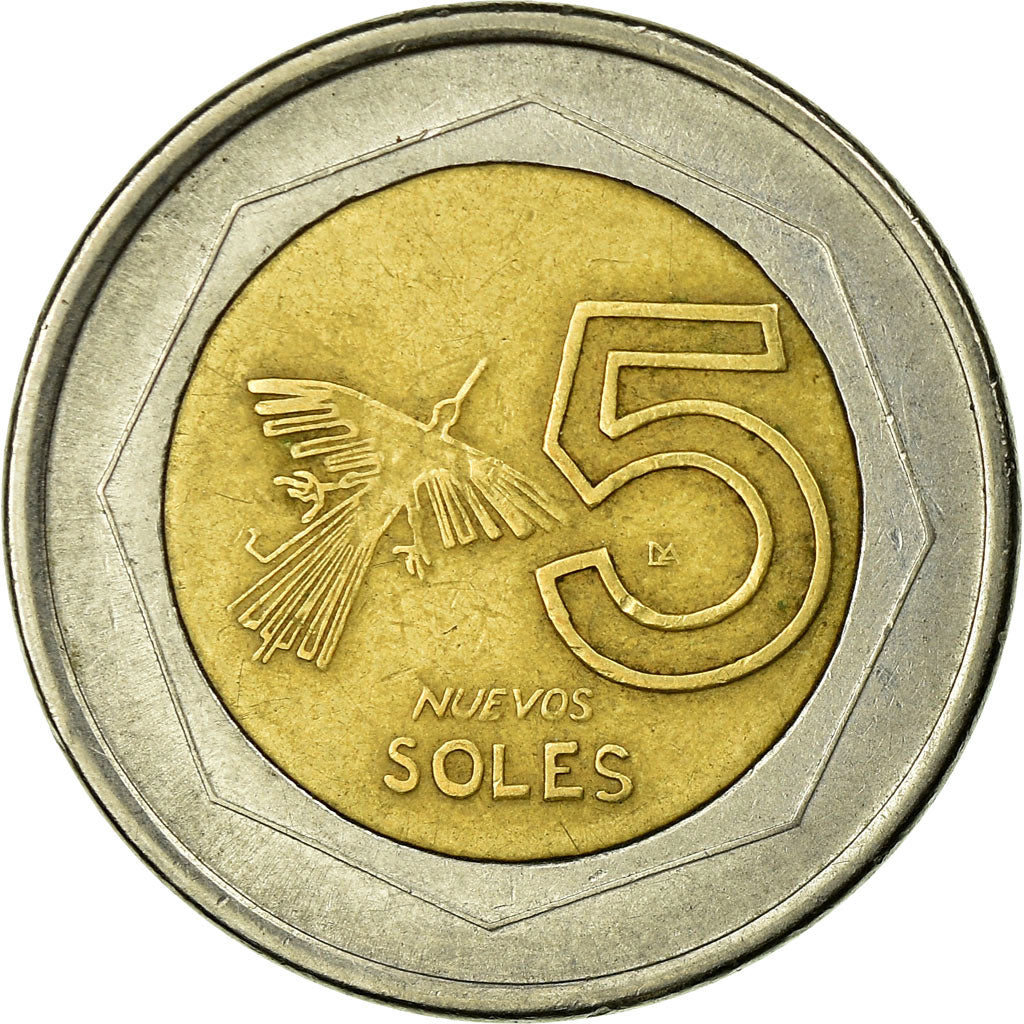 Coin, Peru, 5 Nuevos Soles, 1994, Lima, VF(30-35), Bi-Metallic, KM:316