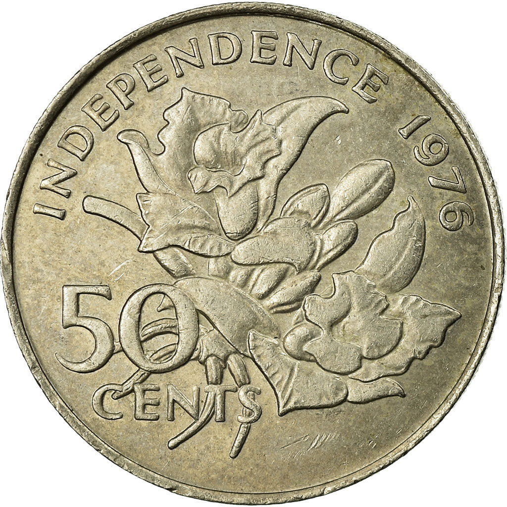 Coin, Seychelles, 50 Cents, 1976, British Royal Mint, EF(40-45), Copper-nickel
