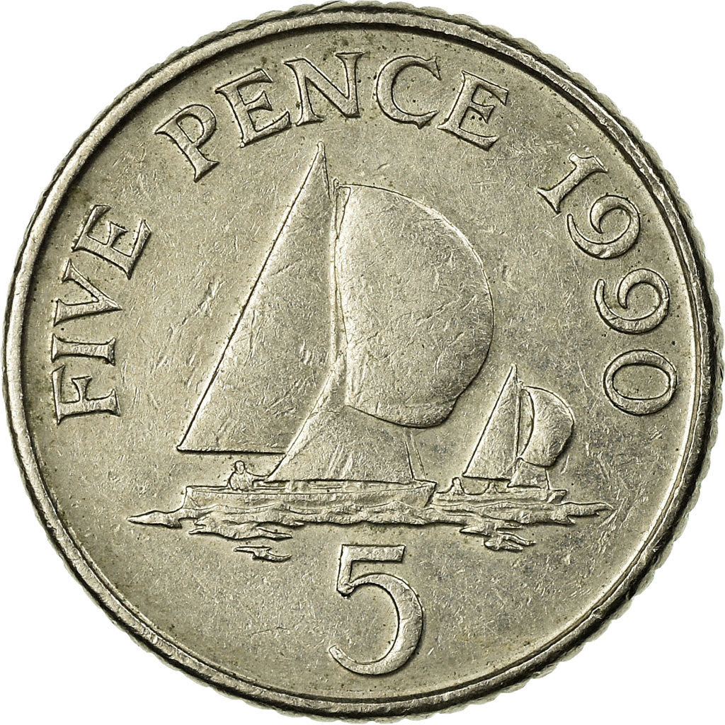 Coin, Guernsey, Elizabeth II, 5 Pence, 1990, British Royal Mint, EF(40-45)