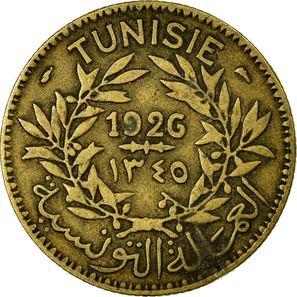 Coin, Tunisia, Muhammad al-Habib Bey, 2 Francs, 1926, Paris, VF(30-35), Silver