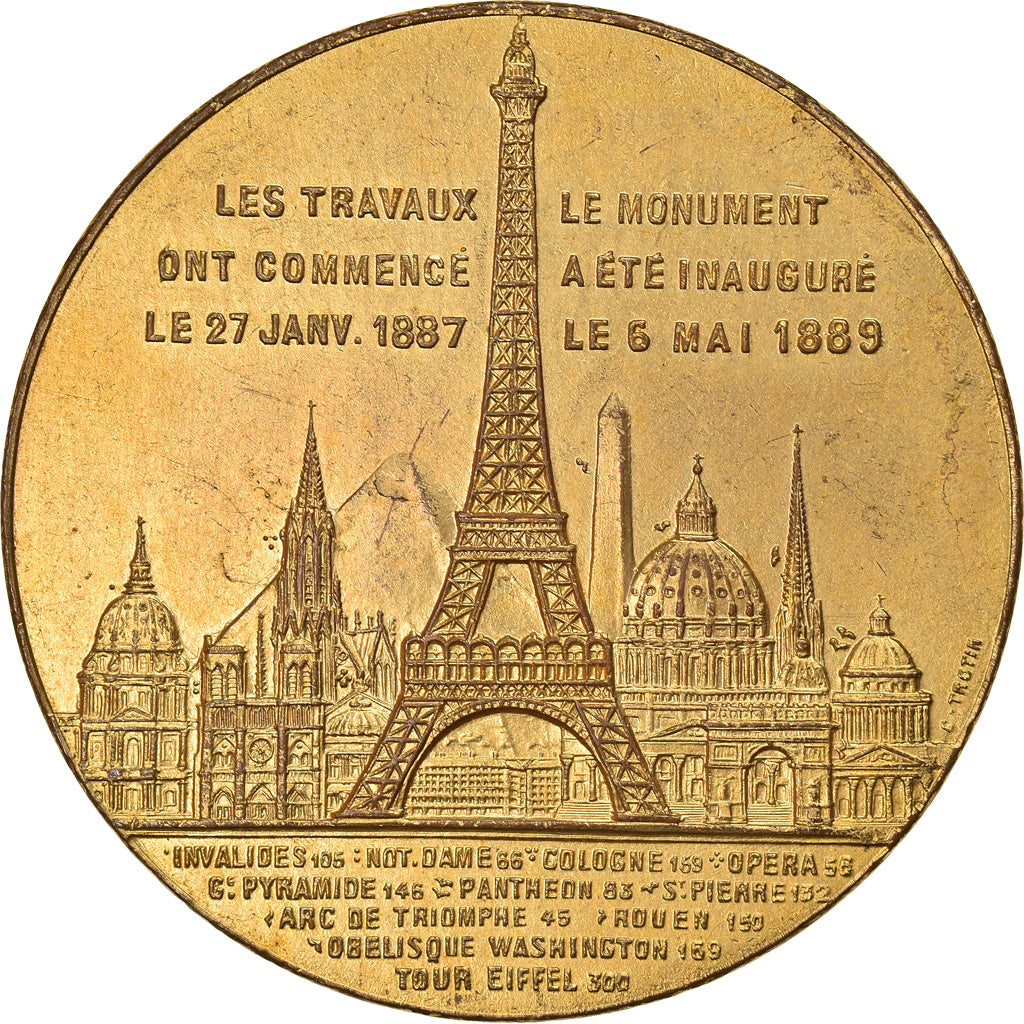 France, Médaille, Souvenir de mon Ascension à la Tour Eiffel, 1889, SUP