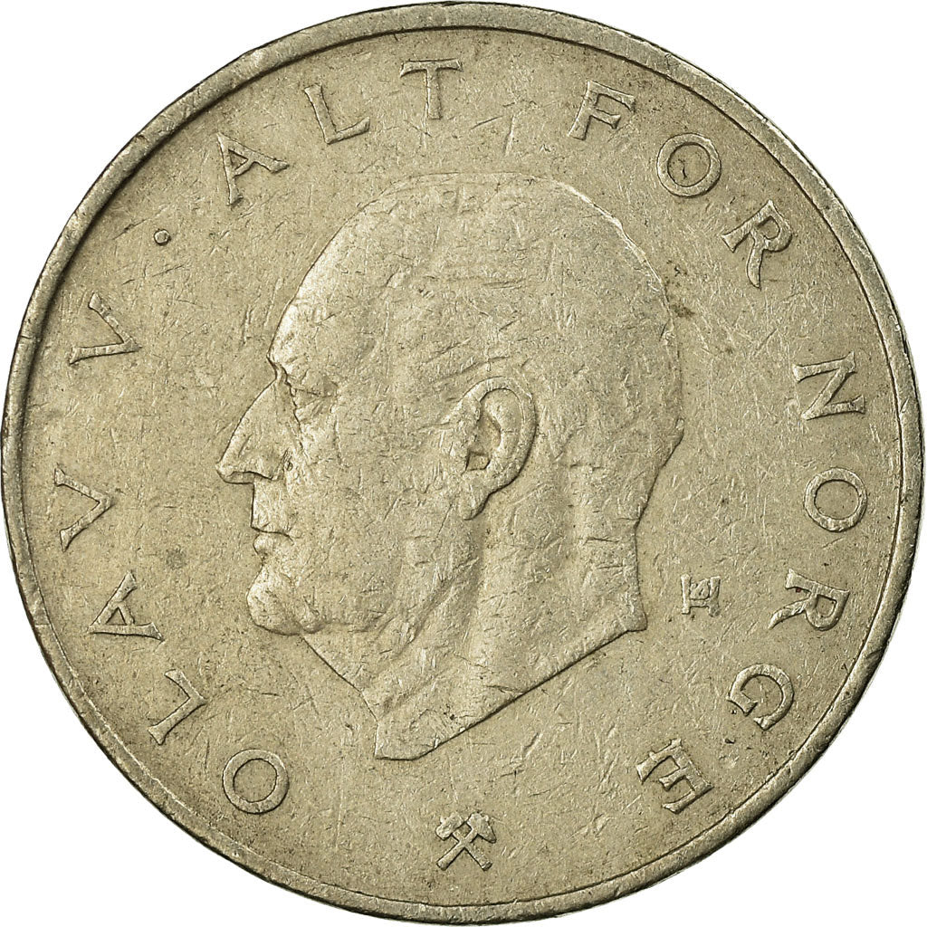 Moneta, Norvegia, Olav V, Krone, 1975, MB+, Rame-nichel, KM:419