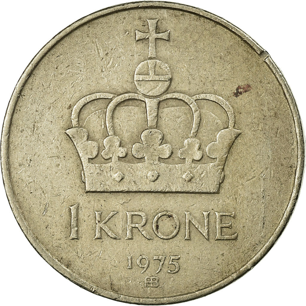 Moneta, Norvegia, Olav V, Krone, 1975, MB+, Rame-nichel, KM:419