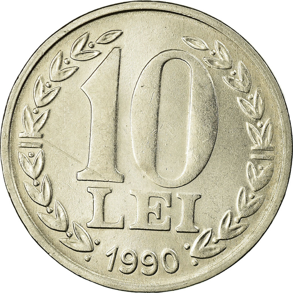 Monnaie, Roumanie, 10 Lei, 1990, TTB, Nickel Clad Steel, KM:108