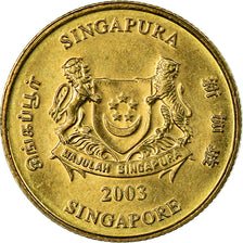 Coin, Singapore, 5 Cents, 2003, Singapore Mint, EF(40-45), Aluminum-Bronze