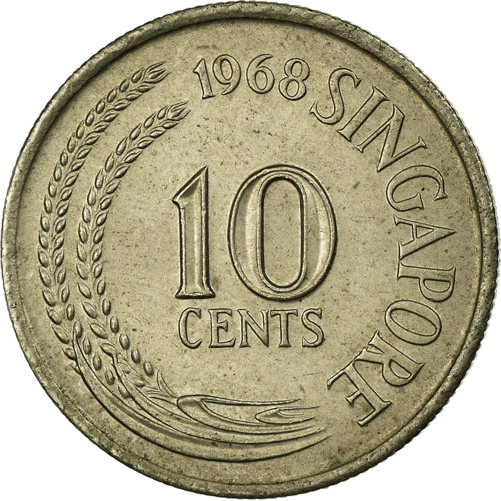 Coin, Singapore, 10 Cents, 1968, Singapore Mint, VF(20-25), Copper-nickel, KM:3