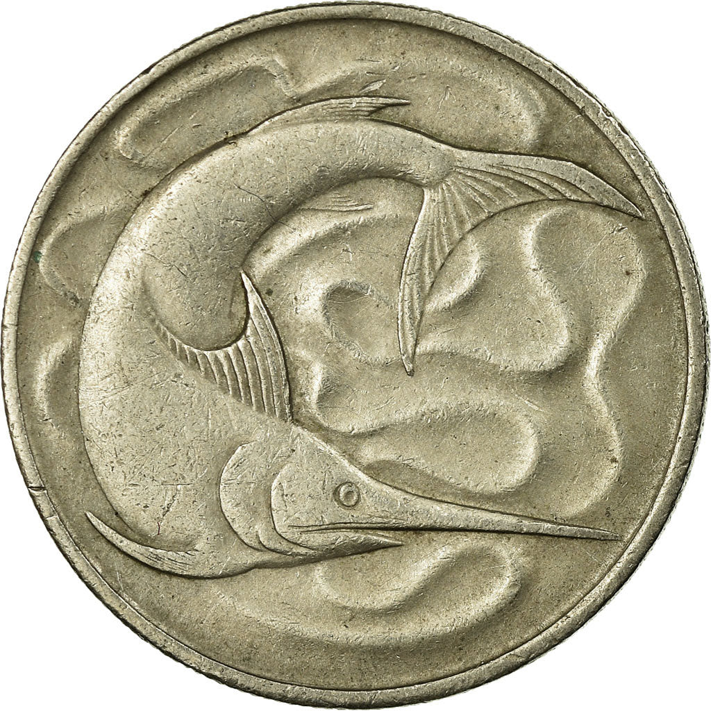 Coin, Singapore, 20 Cents, 1967, Singapore Mint, VF(30-35), Copper-nickel, KM:4