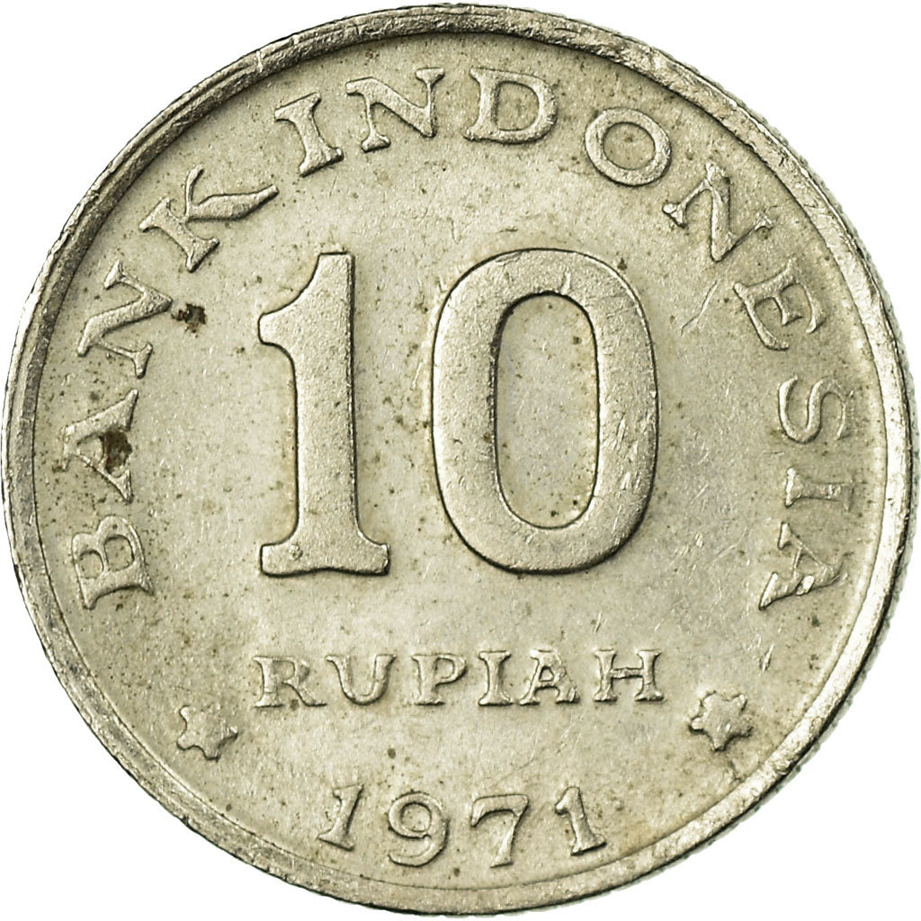 Munten, Indonesië, 10 Rupiah, 1971, FR+, Copper-nickel, KM:33