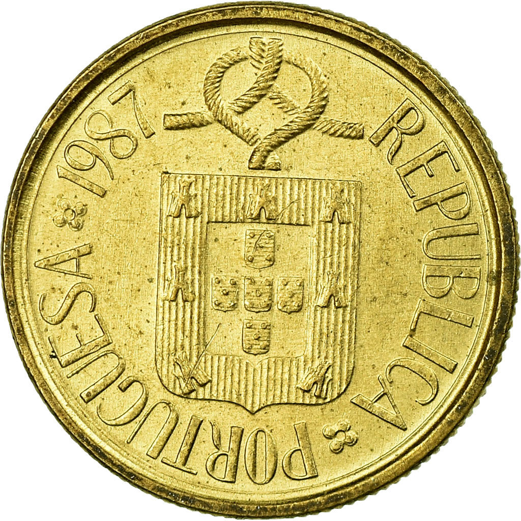Moeda, Portugal, Escudo, 1987, VF(30-35), Níquel-Latão, KM:631