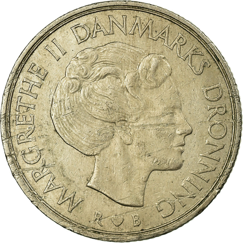 Moneda, Dinamarca, Margrethe II, Krone, 1984, Copenhagen, BC+, Cobre - níquel