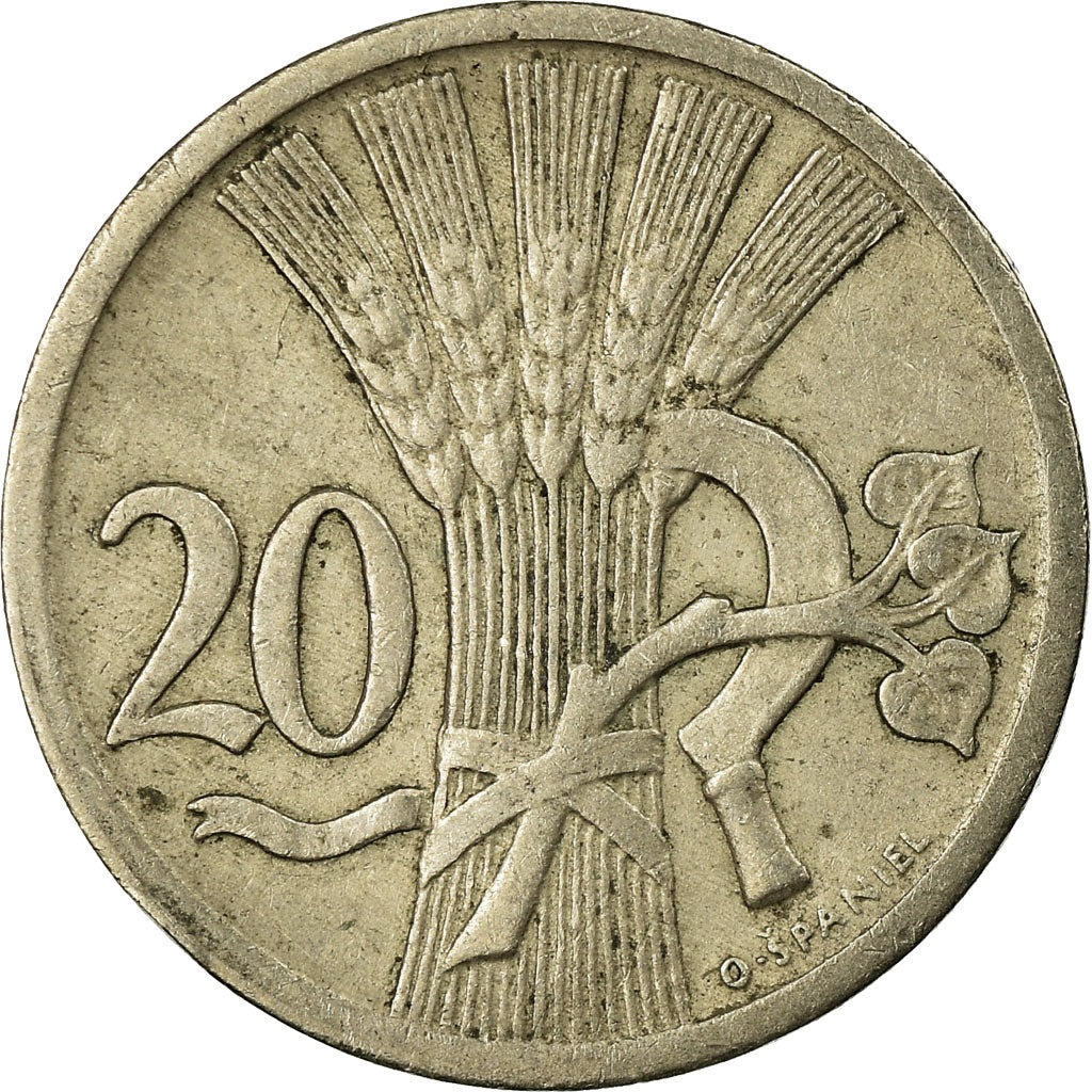 Coin, Czechoslovakia, 20 Haleru, 1927, VF(30-35), Copper-nickel, KM:1