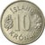 Moneta, Islandia, 10 Kronur, 1977, EF(40-45), Miedź-Nikiel, KM:15