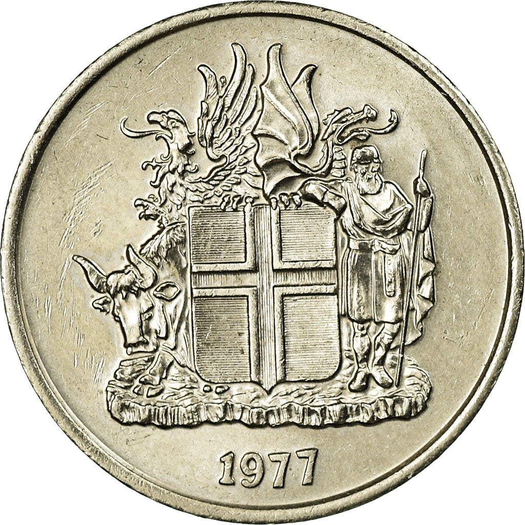 Coin, Iceland, 5 Kronur, 1977, EF(40-45), Copper-nickel, KM:18