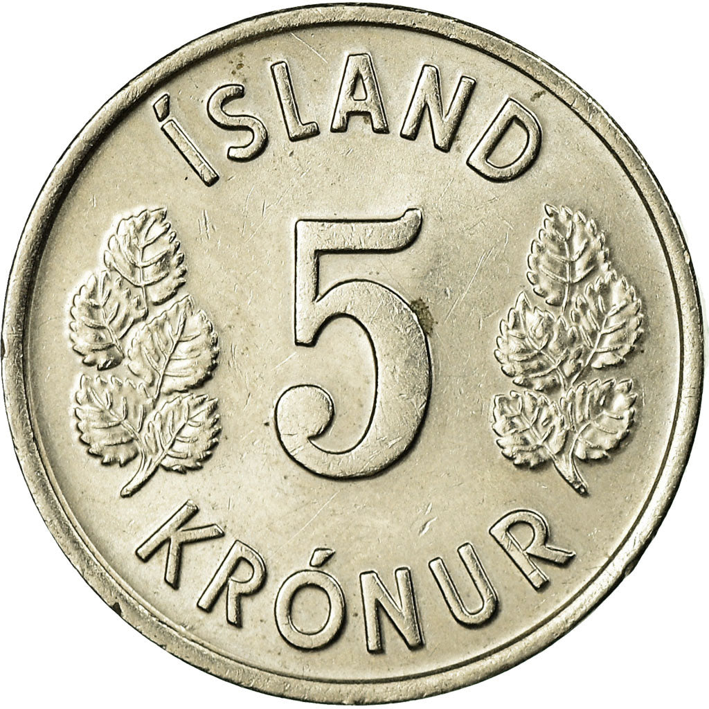 Coin, Iceland, 5 Kronur, 1977, EF(40-45), Copper-nickel, KM:18
