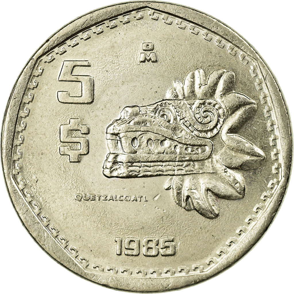 Coin, Mexico, 5 Pesos, 1985, Mexico City, EF(40-45), Copper-nickel, KM:485