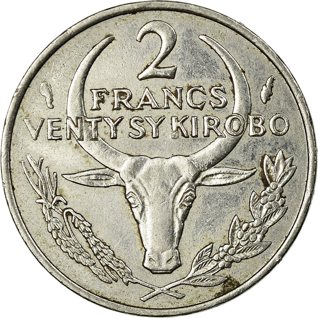Coin, Madagascar, 2 Francs, 1976, Paris, VF(30-35), Stainless Steel, KM:9