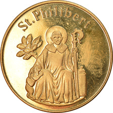 France, Medal, Abbaye de Jumièges, Saint Philibert, MS(63), Copper Gilt