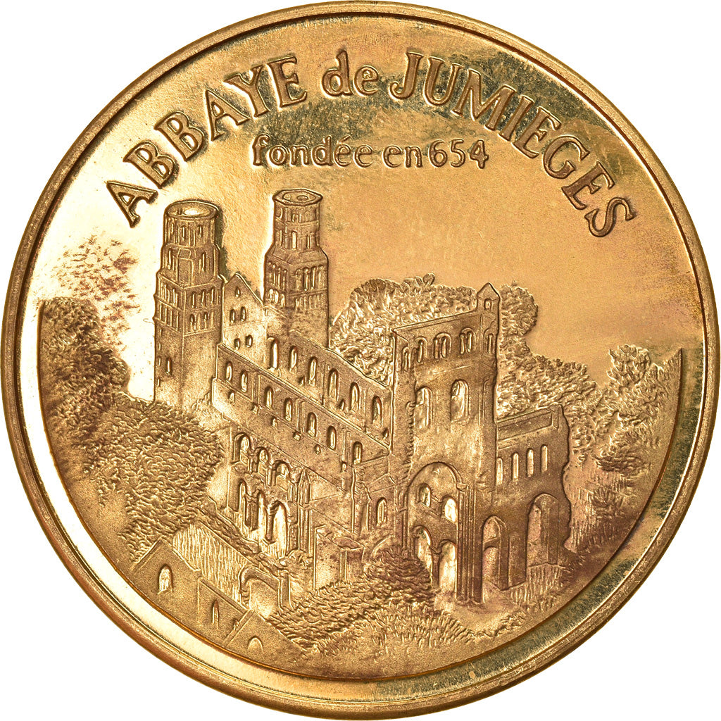 France, Medal, Abbaye de Jumièges, Saint Philibert, MS(63), Copper Gilt
