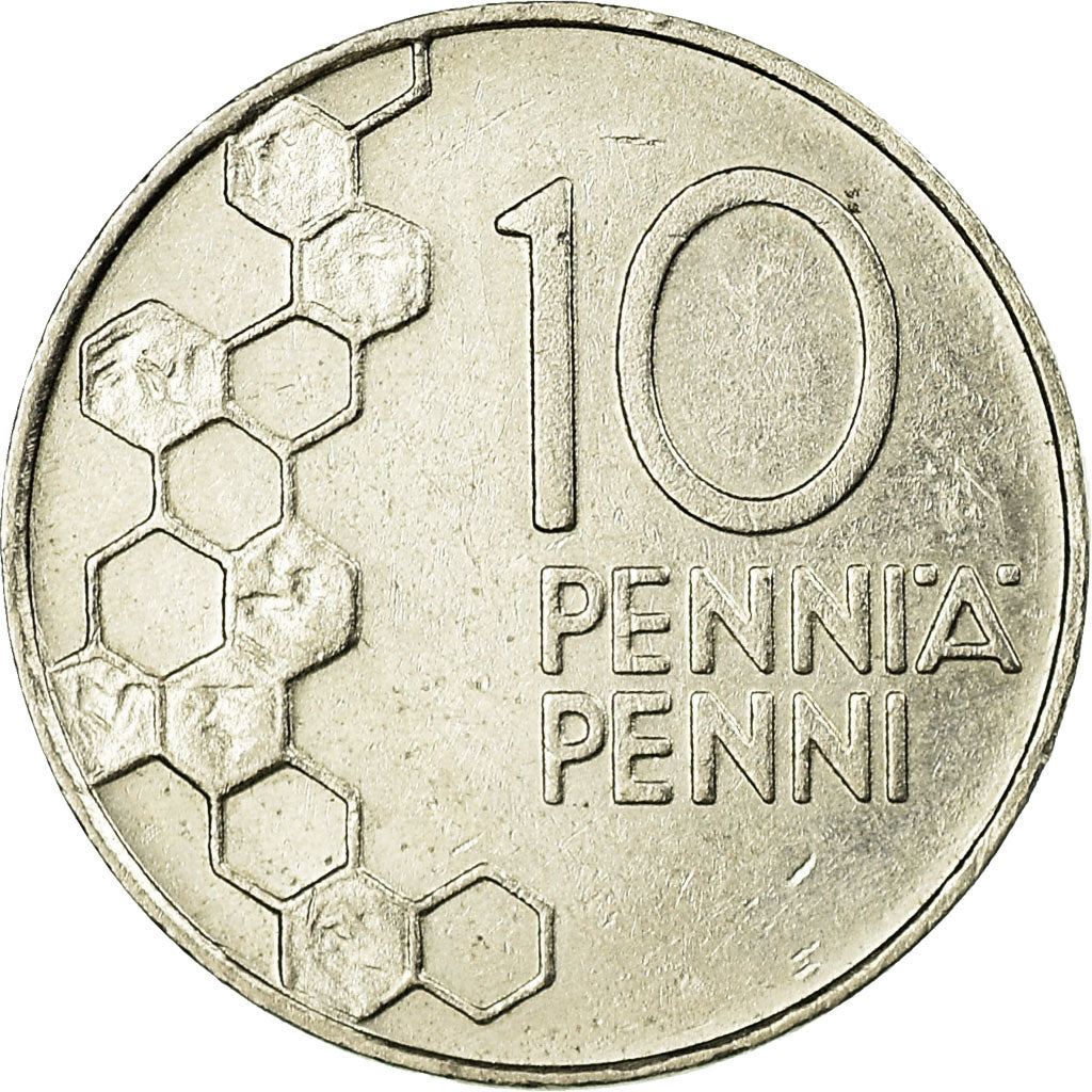 Coin, Finland, 10 Pennia, 1992, EF(40-45), Copper-nickel, KM:65